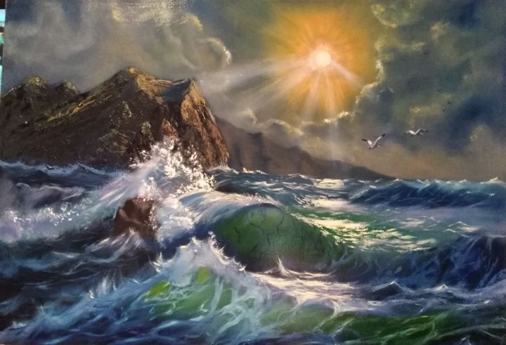 Pittura intitolato "море" da Evgenii Voron, Opera d'arte originale, Olio