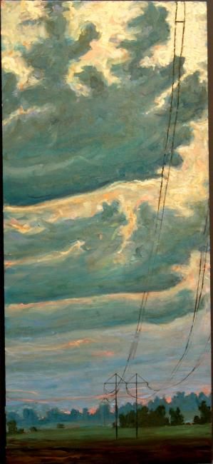 Painting titled "Clouds & Powerlines" by Floyd Alsbach, Original Artwork