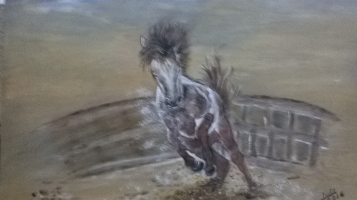 Peinture intitulée "cheval-sauvage.jpg" par Marwychkka, Œuvre d'art originale