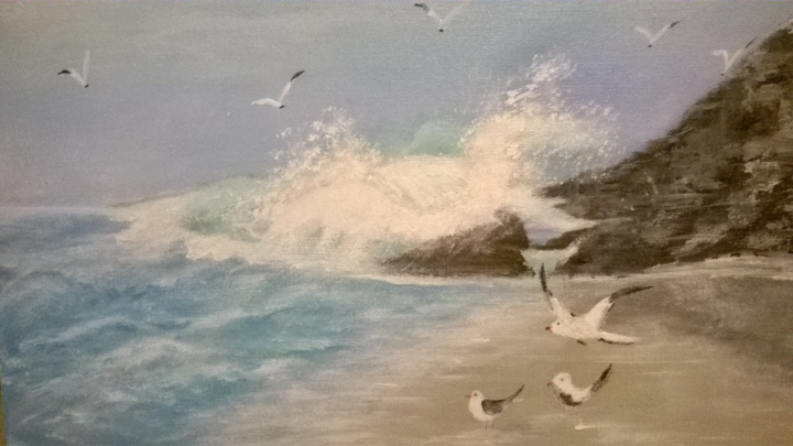 Peinture intitulée "l-ile-aux-oiseaux.j…" par Marwychkka, Œuvre d'art originale