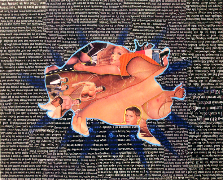 「amoeba」というタイトルのコラージュ F Allen Mossによって, オリジナルのアートワーク