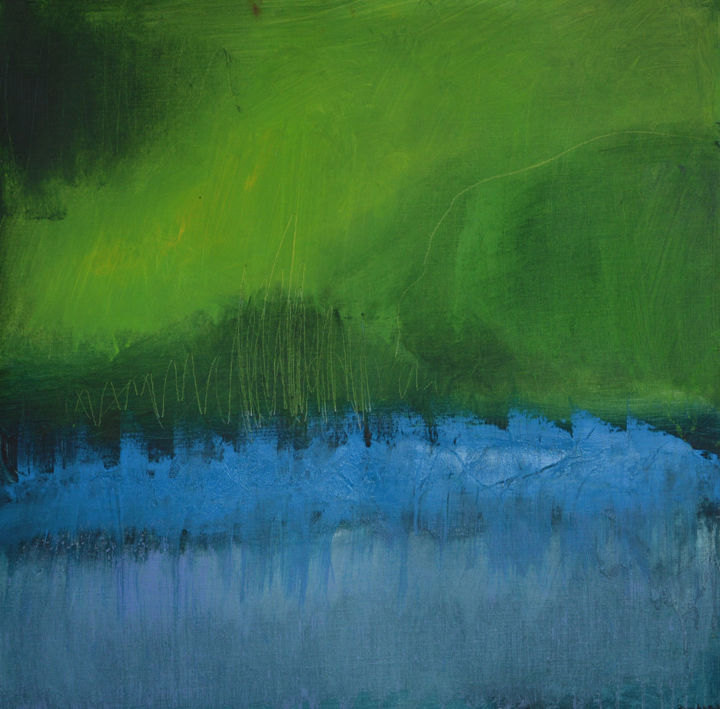 Malerei mit dem Titel "Green Mountains" von R. Fancher Brinkmann, Original-Kunstwerk, Acryl