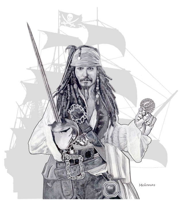 Digital Arts titled "A Pirate's Life" by Peter Melonas, Original Artwork, 2D Digital Work
