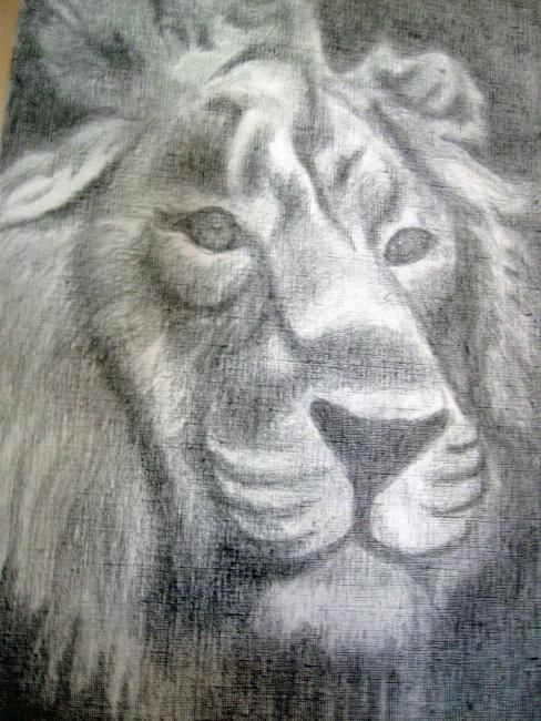 Drawing titled "mi tierno rey león" by Silvina Villafañe, Original Artwork, Other
