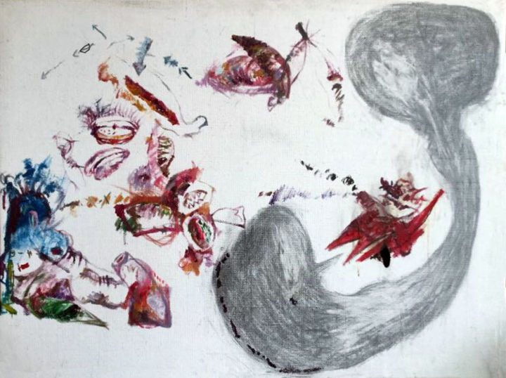 Zeichnungen mit dem Titel "Melancholy comedy" von Fangjingjing, Original-Kunstwerk, Bleistift