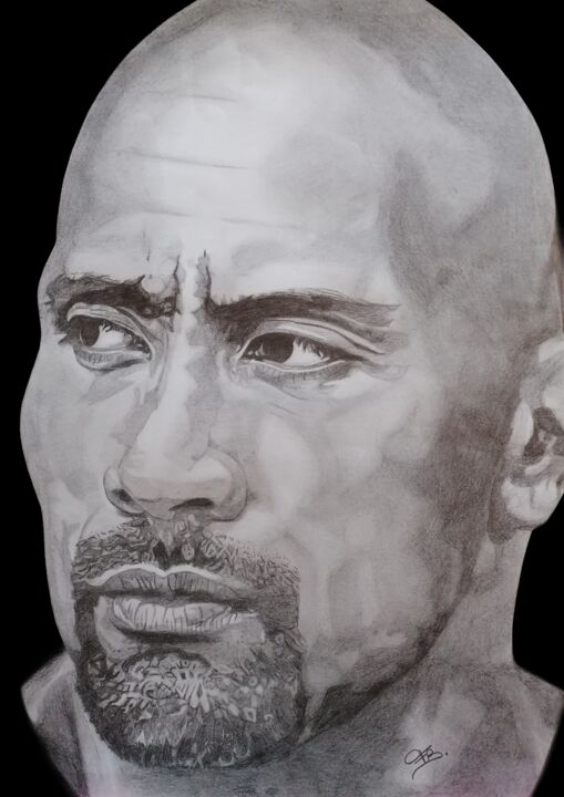 Digital Arts titled "Dwayne Johnson" by L'Artiste Aux 1001 Paillettes, Original Artwork, Pencil