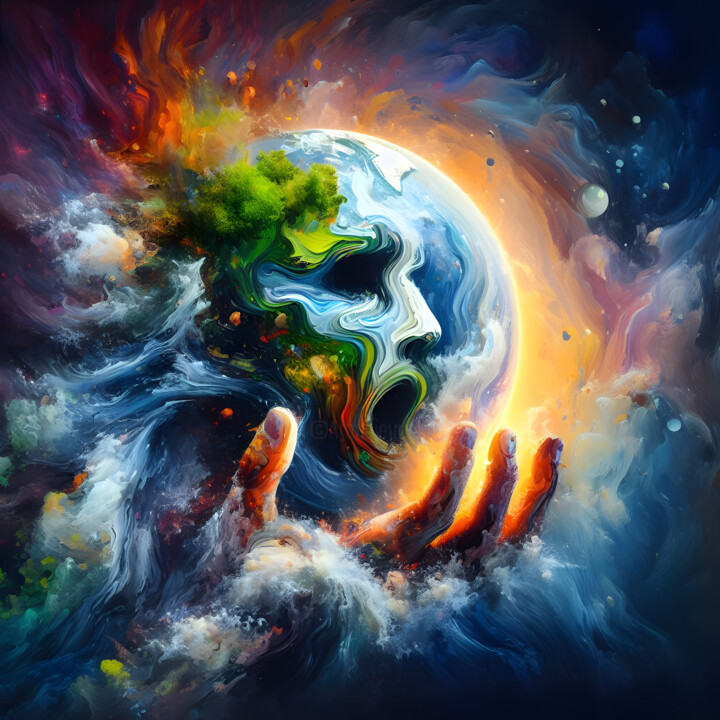 Digital Arts titled "The World's Scream" by Fanny Gicela Rodriguez Sevillano, Original Artwork, AI generated image