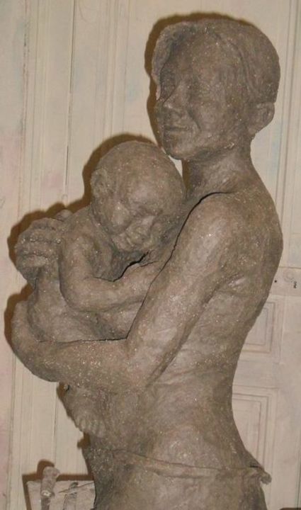 Sculpture titled "Tendresse maternelle" by Fanny Leurent, Original Artwork, Terra cotta