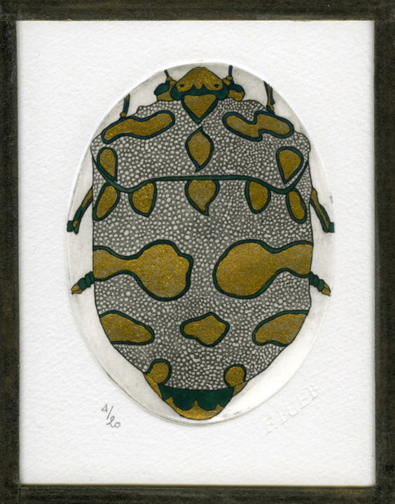 Gravures & estampes intitulée "Pachycoris torridus" par Bueb Fanny, Œuvre d'art originale, Eau-forte