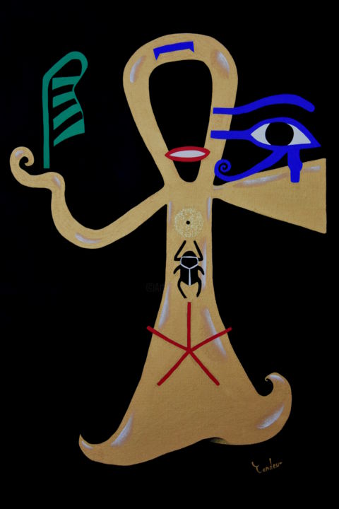 Peinture intitulée "Ankh de Vie" par Fanny Tondeur, Œuvre d'art originale, Acrylique