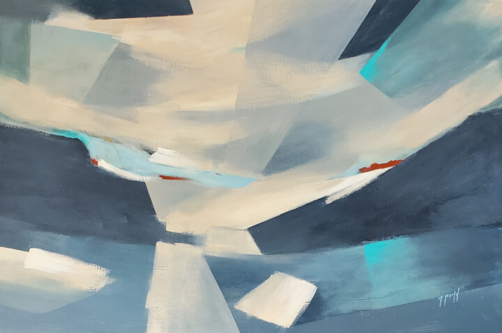 Pintura intitulada "Quand le ciel s'en…" por Fanou Montel, Obras de arte originais, Acrílico Montado em Armação em madeira