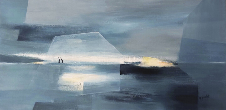 Ζωγραφική με τίτλο "Rejoindre l'horizon" από Fanou Montel, Αυθεντικά έργα τέχνης, Ακρυλικό Τοποθετήθηκε στο Ξύλινο φορείο σκ…