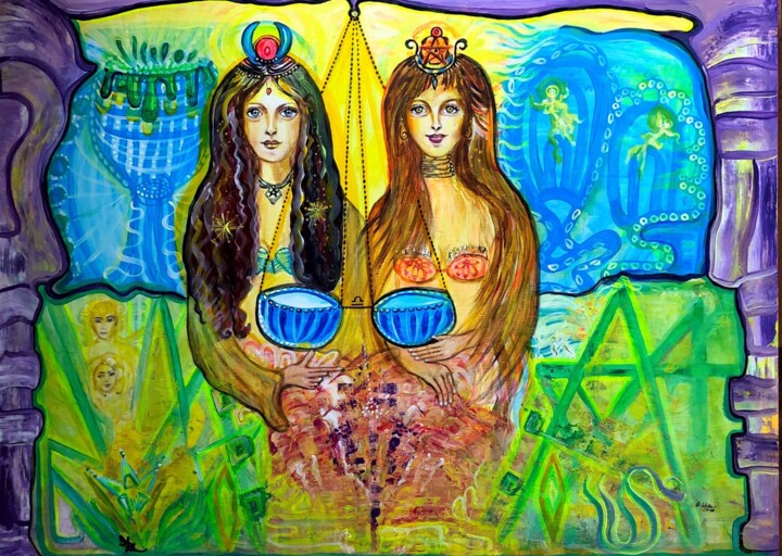 Painting titled "Sternzeichen-Bild:…" by Annemarie Stelzer, Original Artwork, Tempera