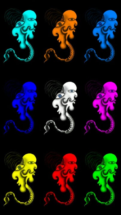Digitale Kunst getiteld "colored twins" door Fantastic-Art, Origineel Kunstwerk, 2D Digital Work