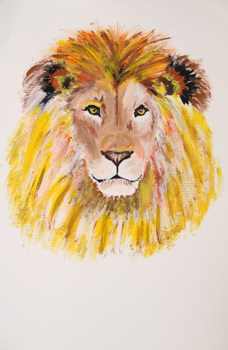 Painting titled "Lion art acrylic pa…" by Nadiia Morokhovets, Original Artwork, Acrylic