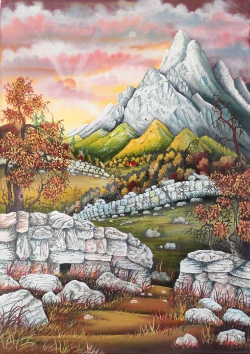 Malerei mit dem Titel "Snijeg s planina (S…" von Tihomir Ivancan, Original-Kunstwerk, Öl