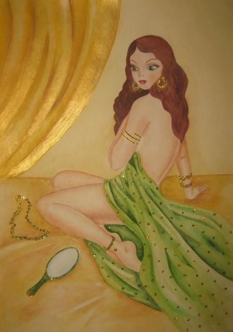 Painting titled "Charming girl" by Natalia Ohrimenco, Original Artwork