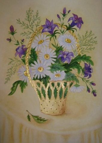 Painting titled "flowers" by Natalia Ohrimenco, Original Artwork