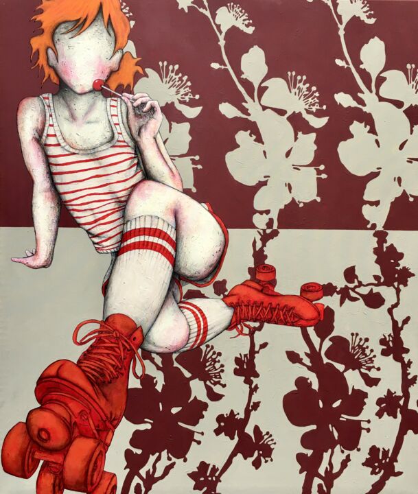 绘画 标题为“My red skates” 由Roberto Fantini, 原创艺术品, 丙烯