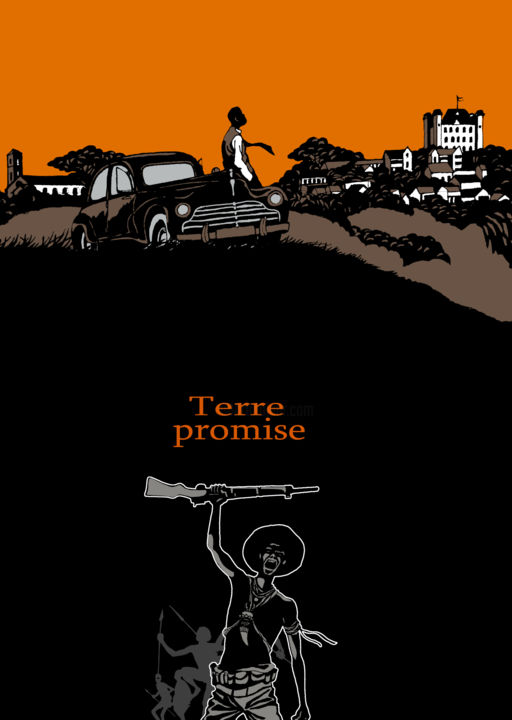Zeichnungen mit dem Titel "terre promise" von Farahaingo, Original-Kunstwerk, Tinte