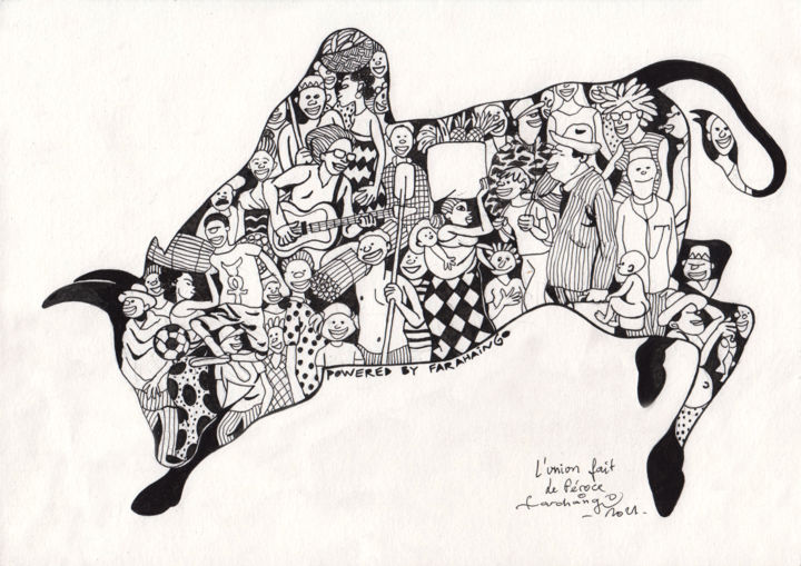 Drawing titled "L'union fait le fér…" by Farahaingo, Original Artwork, Ink