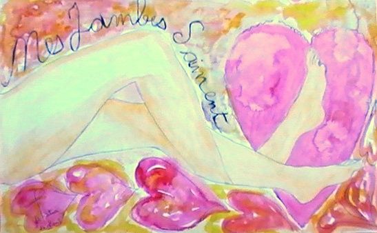 Painting titled "mes jambes s'aimes" by Free Butterfly, Original Artwork