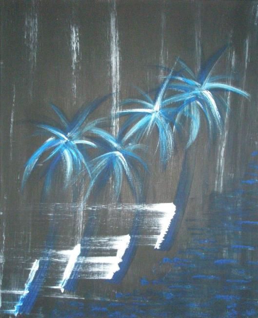 Painting titled "palm tree" by Farid Boussadia, Original Artwork