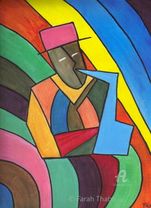 Painting titled "Mr Saxobeat" by Farah Thabti, Original Artwork, Acrylic