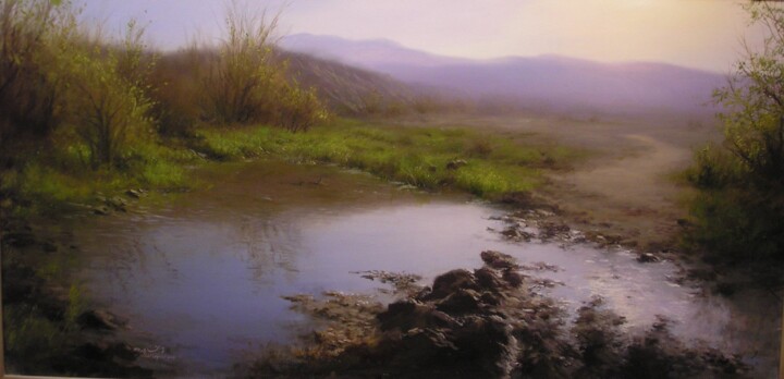 Peinture intitulée "After Raining" par Faramarz Mokhtarpour, Œuvre d'art originale, Huile