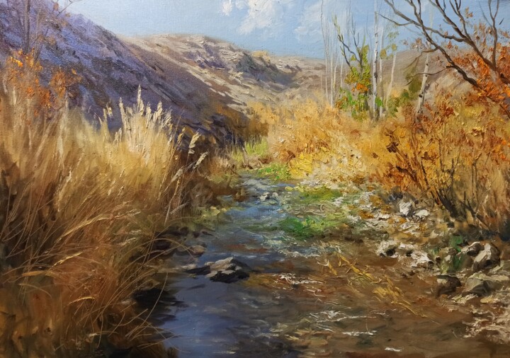 Painting titled "A Cool Afternoon" by Faramarz Mokhtarpour, Original Artwork, Oil