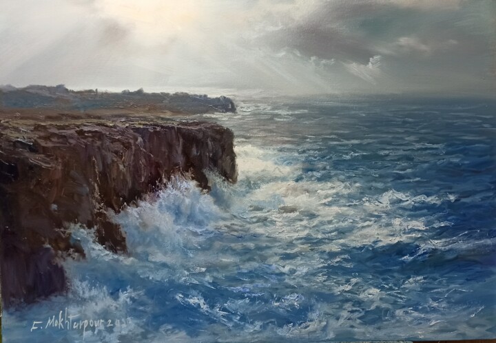 Painting titled "The Rocks" by Faramarz Mokhtarpour, Original Artwork, Oil