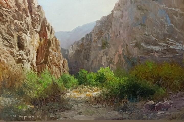 Painting titled "A Line Of Sunlight" by Faramarz Mokhtarpour, Original Artwork, Oil