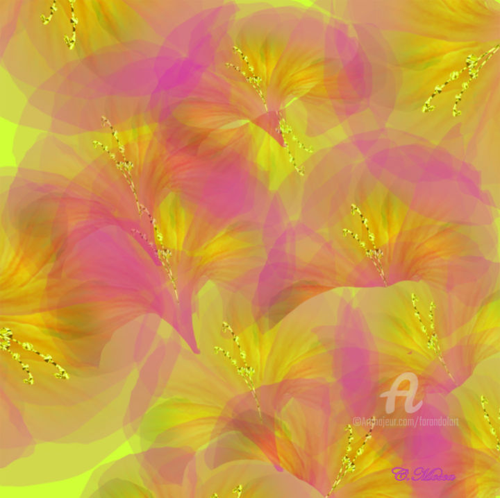 Digital Arts titled "Flou de fleurs" by Christiane Mosca, Original Artwork, Digital Painting