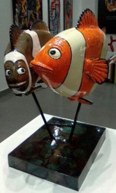 Sculpture intitulée "sculpture de poisso…" par Farej, Œuvre d'art originale, Céramique