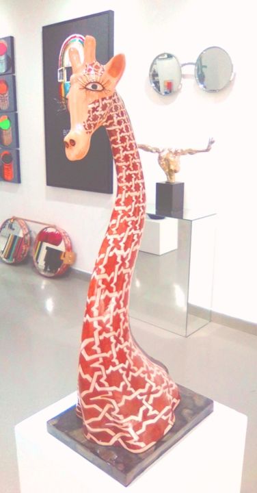 Sculpture intitulée "sculpture de giraf…" par Farej, Œuvre d'art originale, Céramique