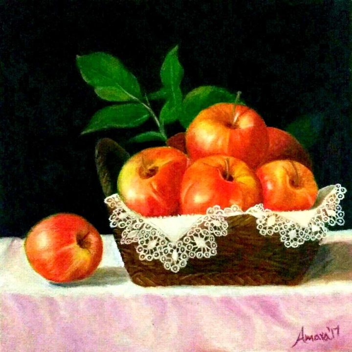 Painting titled "apples.jpg" by Farfalle Art, Original Artwork, Oil