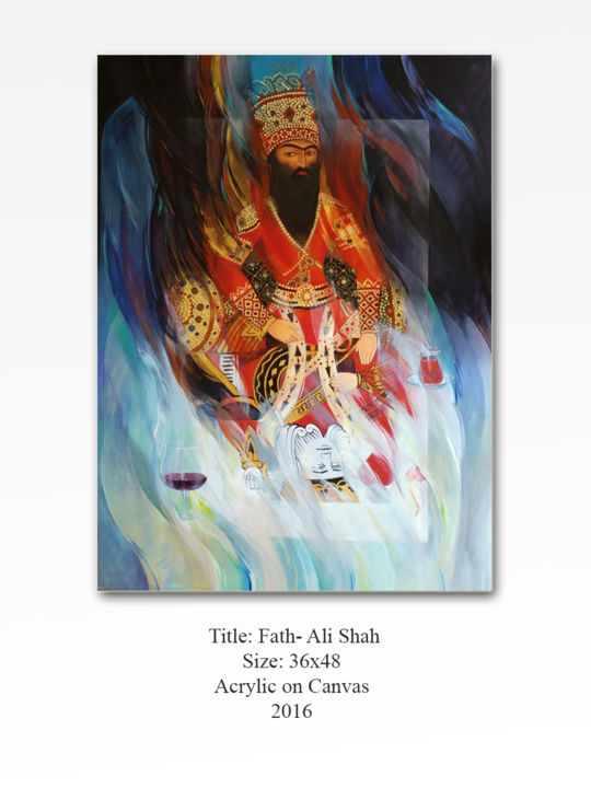 Painting titled "Fath-Ali Shah Qajar" by Farhad Amini, Original Artwork, Acrylic