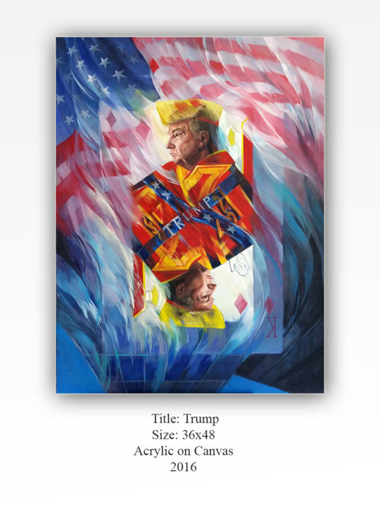 Peinture intitulée "Trump" par Farhad Amini, Œuvre d'art originale, Acrylique