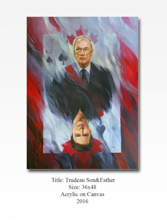 Peinture intitulée "Trudeau /Father and…" par Farhad Amini, Œuvre d'art originale, Acrylique