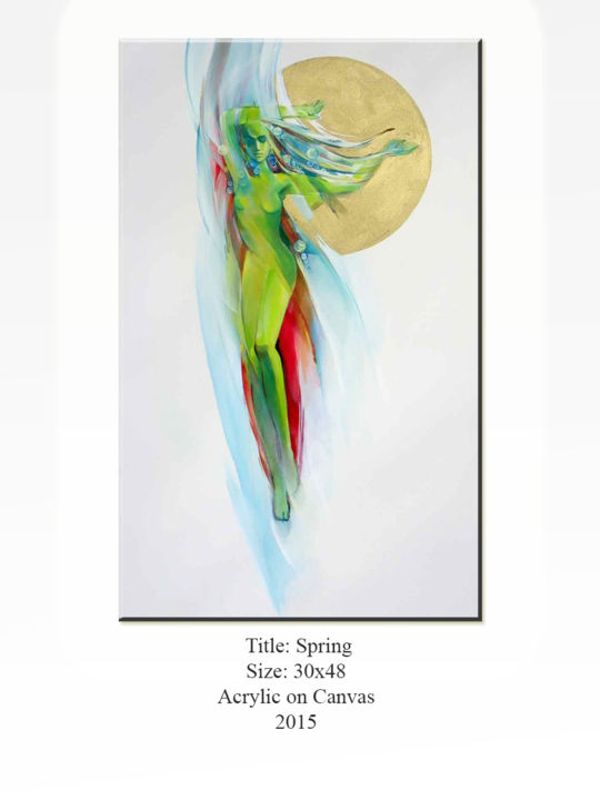 Картина под названием "Spring" - Farhad Amini, Подлинное произведение искусства, Акрил