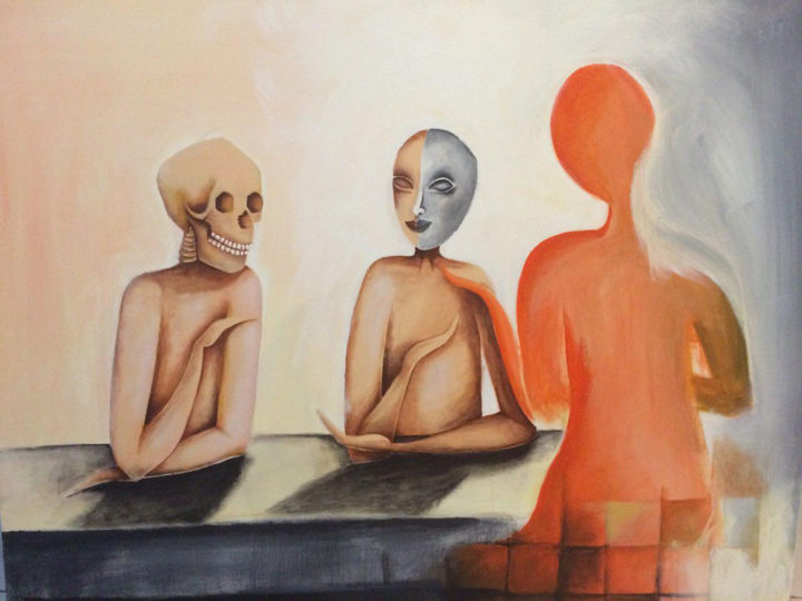 Peinture intitulée "Interaction and Con…" par Fariba Taheri Esnaashari, Œuvre d'art originale, Acrylique