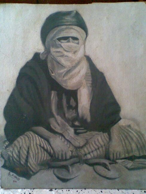 Painting titled "twaregue" by Farid Bendjamah, Original Artwork