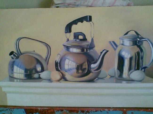 Peinture intitulée "thé sahra" par Farid Bendjamah, Œuvre d'art originale, Huile