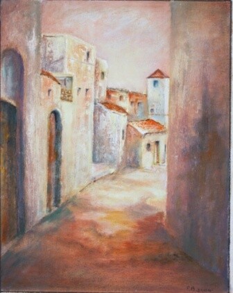 Peinture intitulée "Ancienne ruelle de…" par Farida Benmahmoud, Œuvre d'art originale