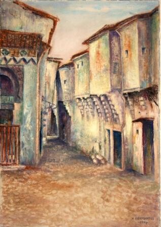 Ζωγραφική με τίτλο "Ancienne ruelle de…" από Farida Benmahmoud, Αυθεντικά έργα τέχνης