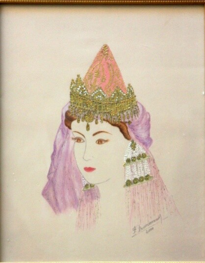 Pittura intitolato "coiffe Tlemcenienne…" da Farida Benmahmoud, Opera d'arte originale