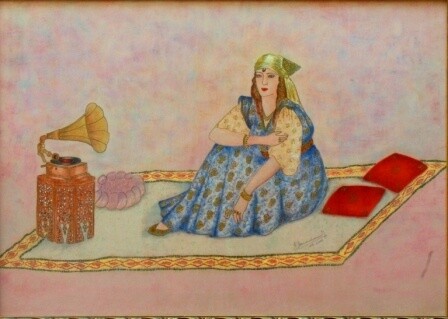 Painting titled "Tenue traditionnell…" by Farida Benmahmoud, Original Artwork