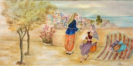 Pintura titulada "Jeunes filles algér…" por Farida Benmahmoud, Obra de arte original