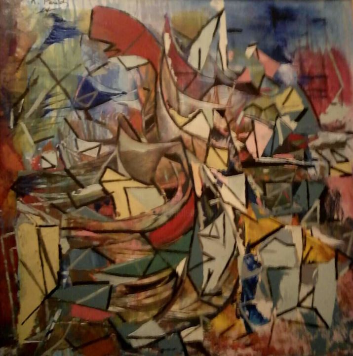 Pittura intitolato "3فوضى خلاقة" da Karim Faridi, Opera d'arte originale, Acrilico