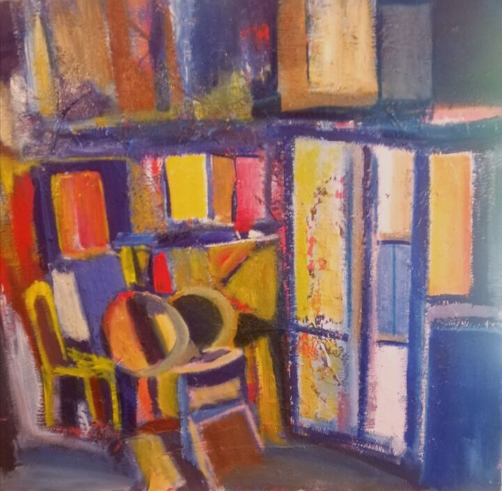 Pittura intitolato "Café le bon coin" da Karim Faridi, Opera d'arte originale, Olio